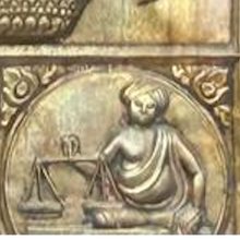 Tula, the scales (Libra) in brass