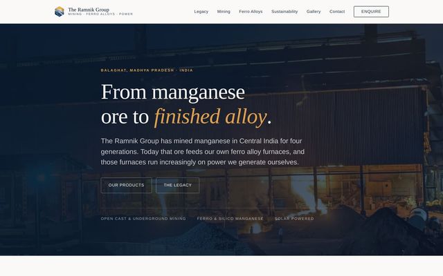 Screenshot of the Ramnik Group homepage