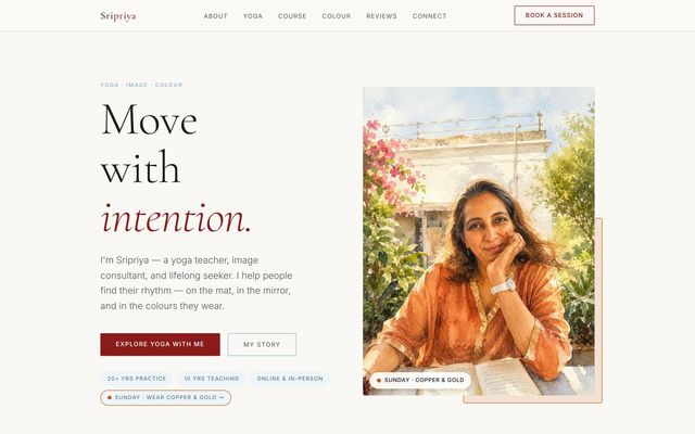 Screenshot of the sripriya.me homepage